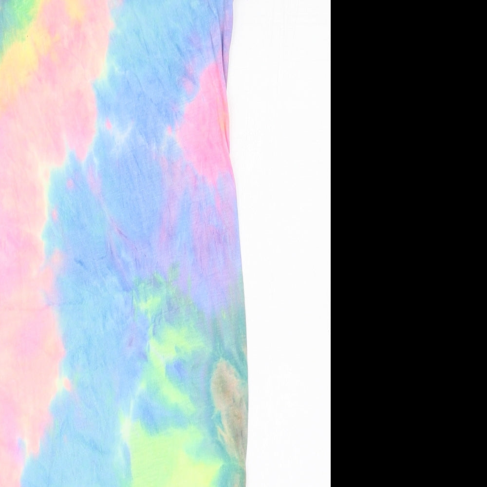 SheIn Girls Multicoloured  Polyester Pencil Dress  Size 10 Years  Round Neck Pullover - Tie Dye Abstract