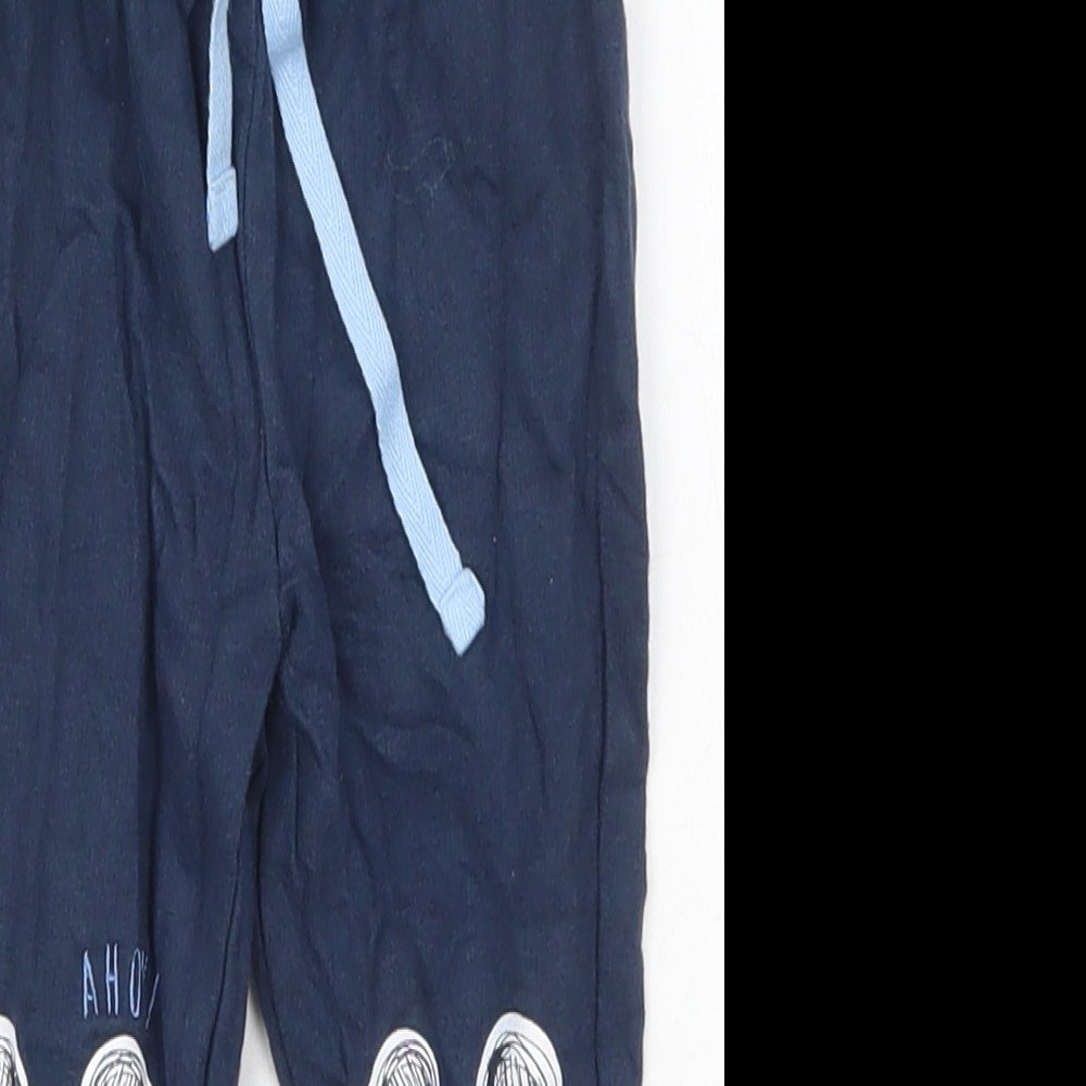 Disney Boys Blue  Cotton Sweatpants Trousers Size 12-18 Months  Drawstring - Mickey Mouse