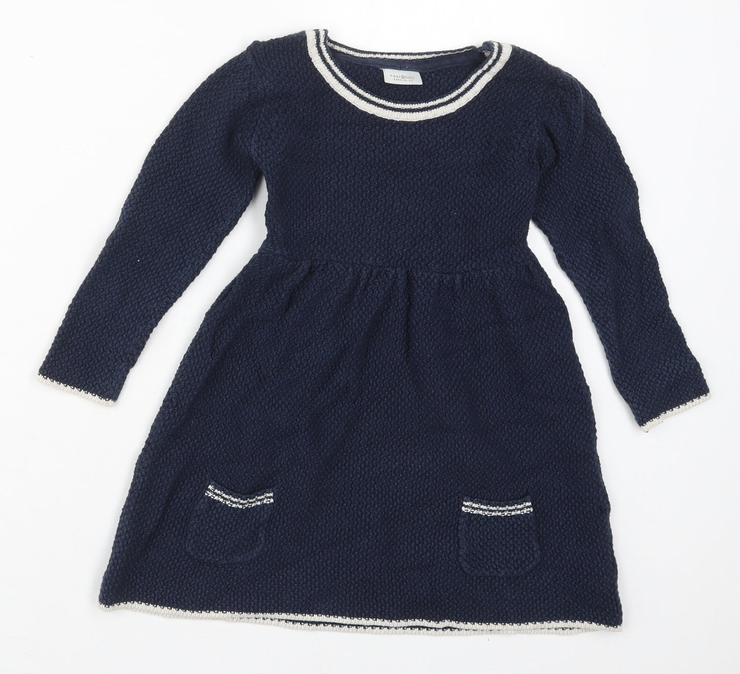 NEXT Girls Blue  Cotton Skater Dress  Size 18-24 Months  Crew Neck Pullover