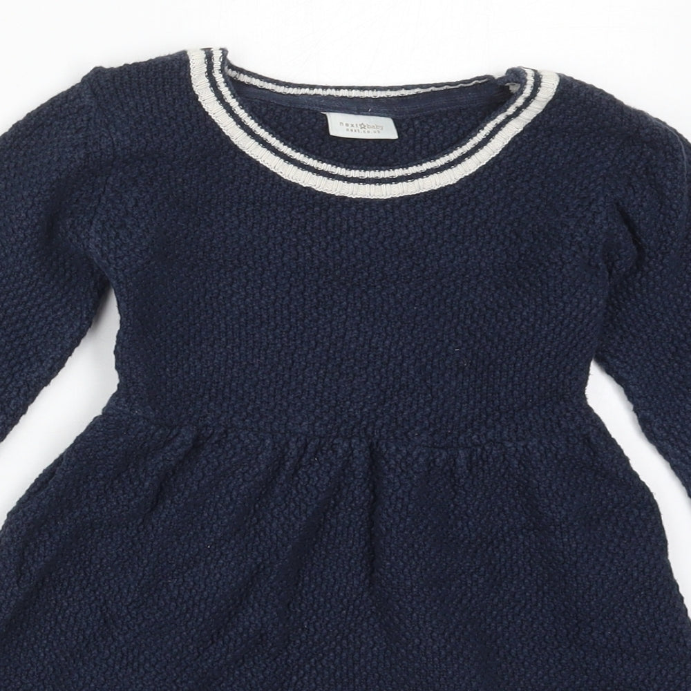 NEXT Girls Blue  Cotton Skater Dress  Size 18-24 Months  Crew Neck Pullover