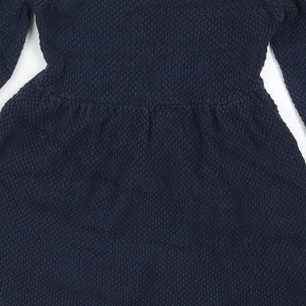 NEXT Girls Blue  Cotton Skater Dress  Size 18-24 Months  Crew Neck Pullover