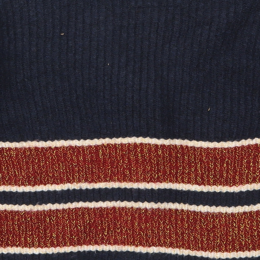 Marks and Spencer Girls Blue V-Neck Striped Acrylic Cardigan Jumper Size 11-12 Years  Button - Harry Potter