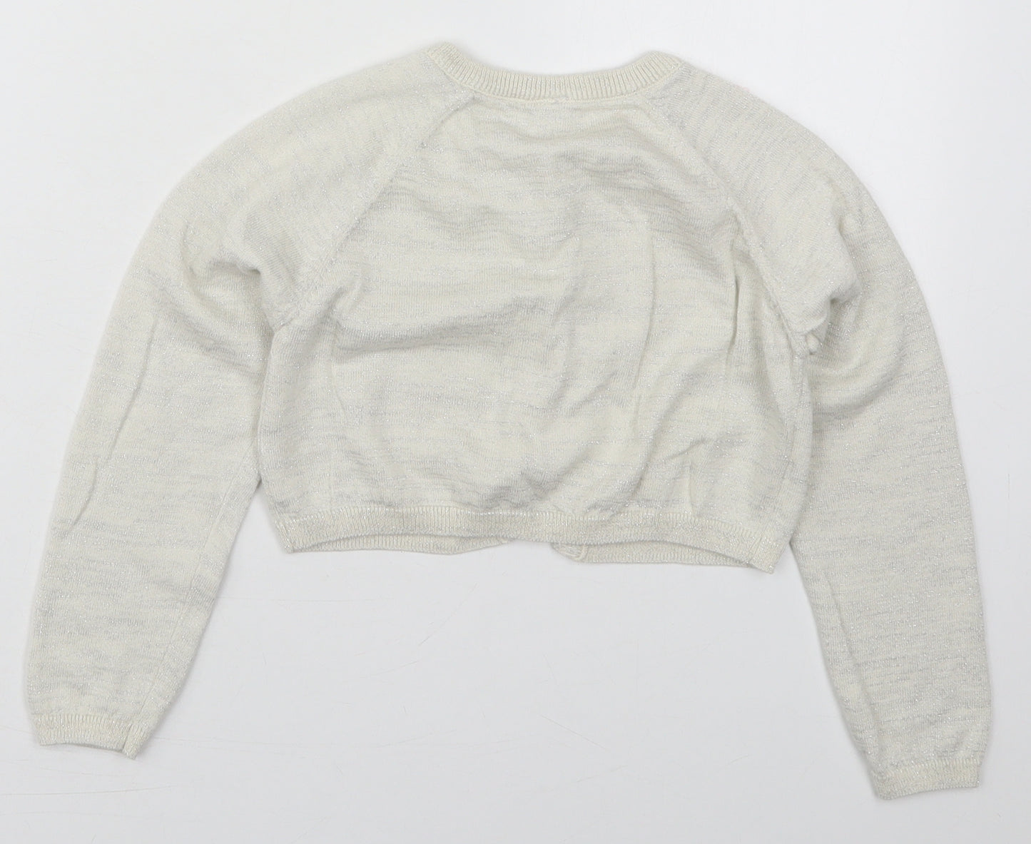 TU Girls Ivory Crew Neck  Cotton Cardigan Jumper Size 7 Years  Button