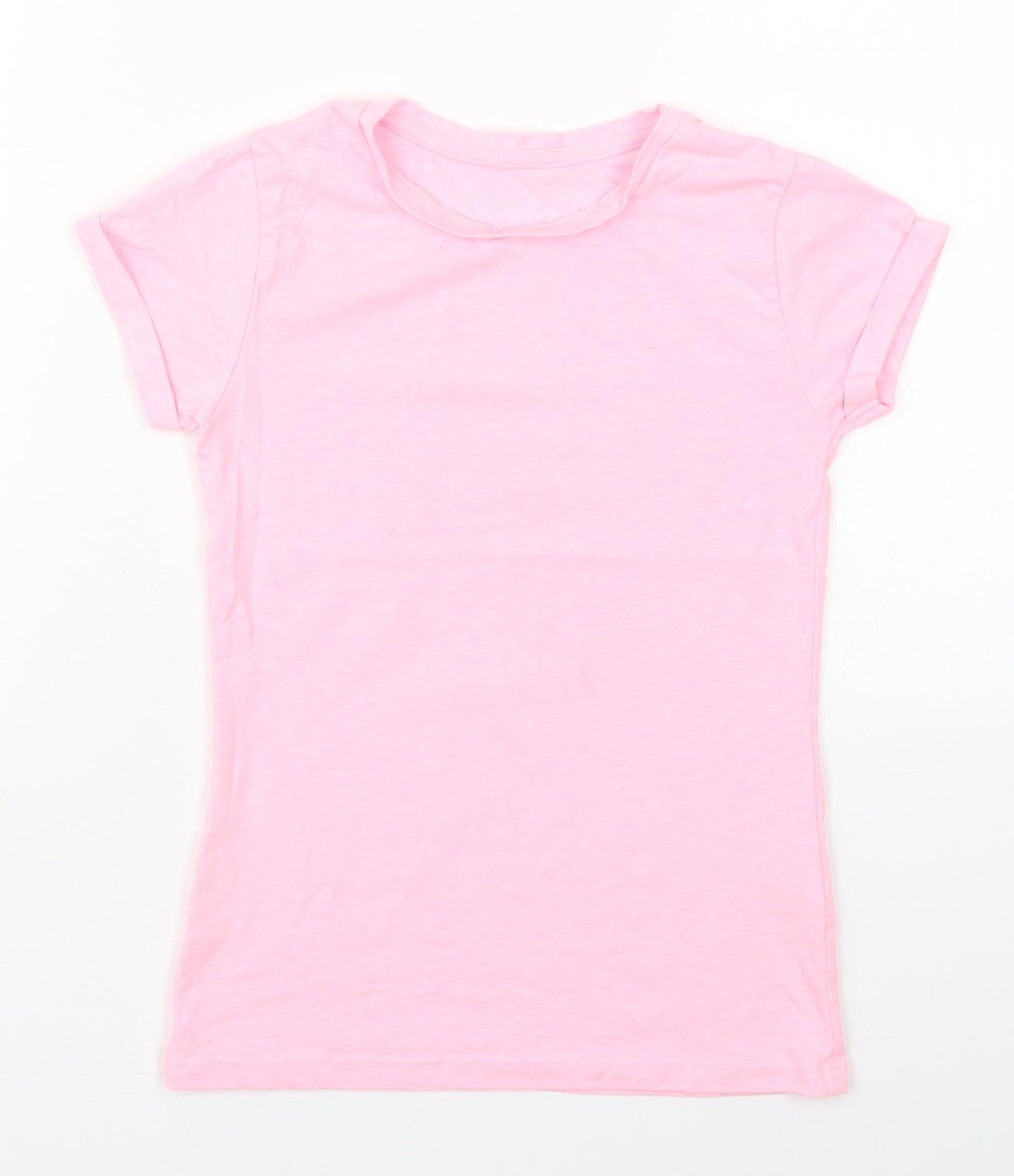 Dunnes Girls Pink  Cotton Basic T-Shirt Size 9-10 Years Crew Neck Pullover