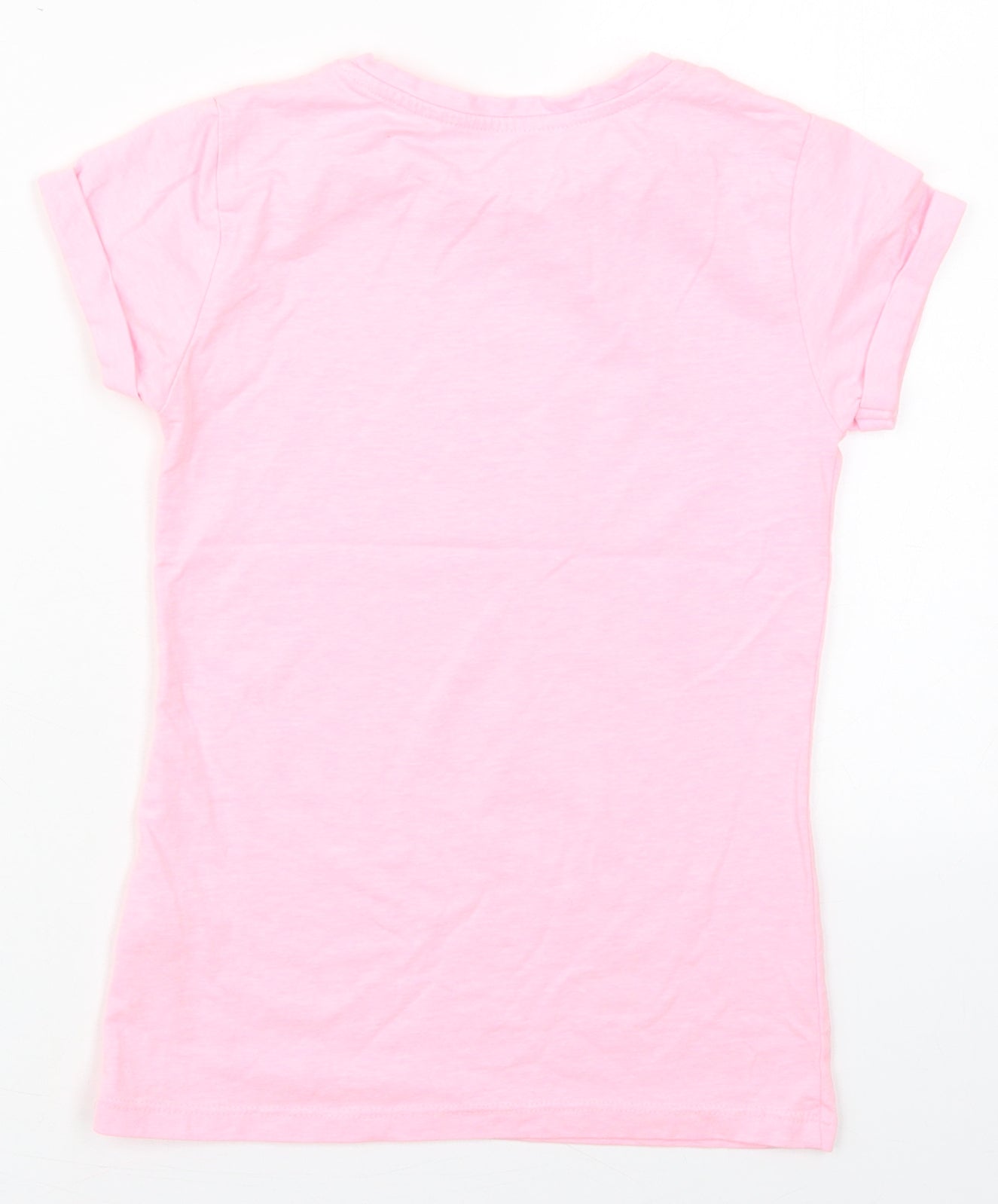 Dunnes Girls Pink  Cotton Basic T-Shirt Size 9-10 Years Crew Neck Pullover
