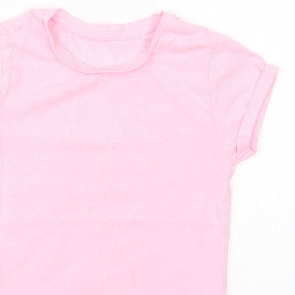 Dunnes Girls Pink  Cotton Basic T-Shirt Size 9-10 Years Crew Neck Pullover