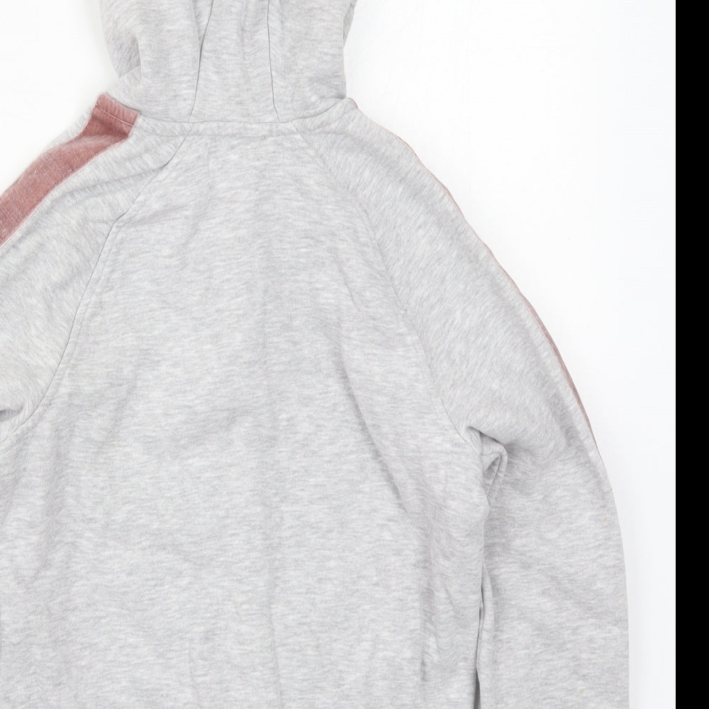 Marks and Spencer Girls Grey  Cotton Full Zip Hoodie Size 9-10 Years  Zip