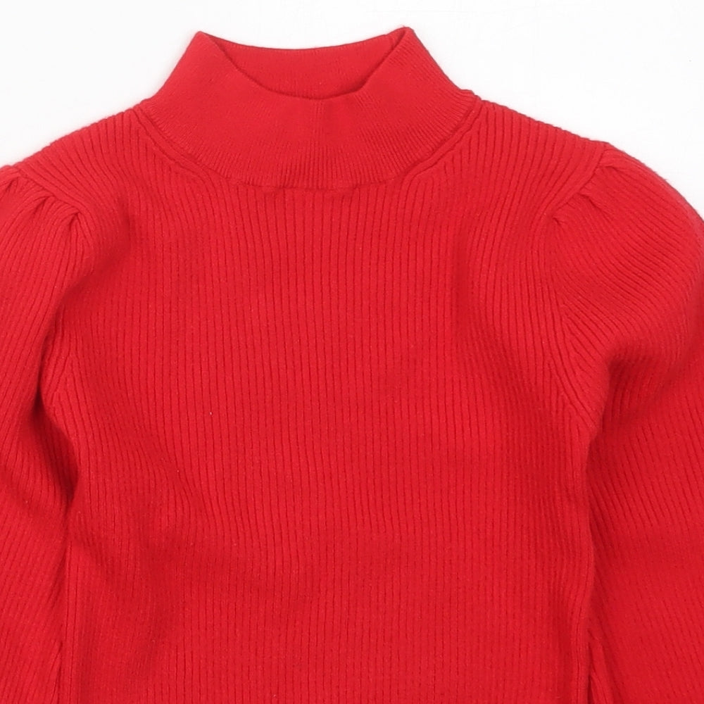 Dunnes Girls Red Mock Neck  Viscose Pullover Jumper Size 8-9 Years  Pullover
