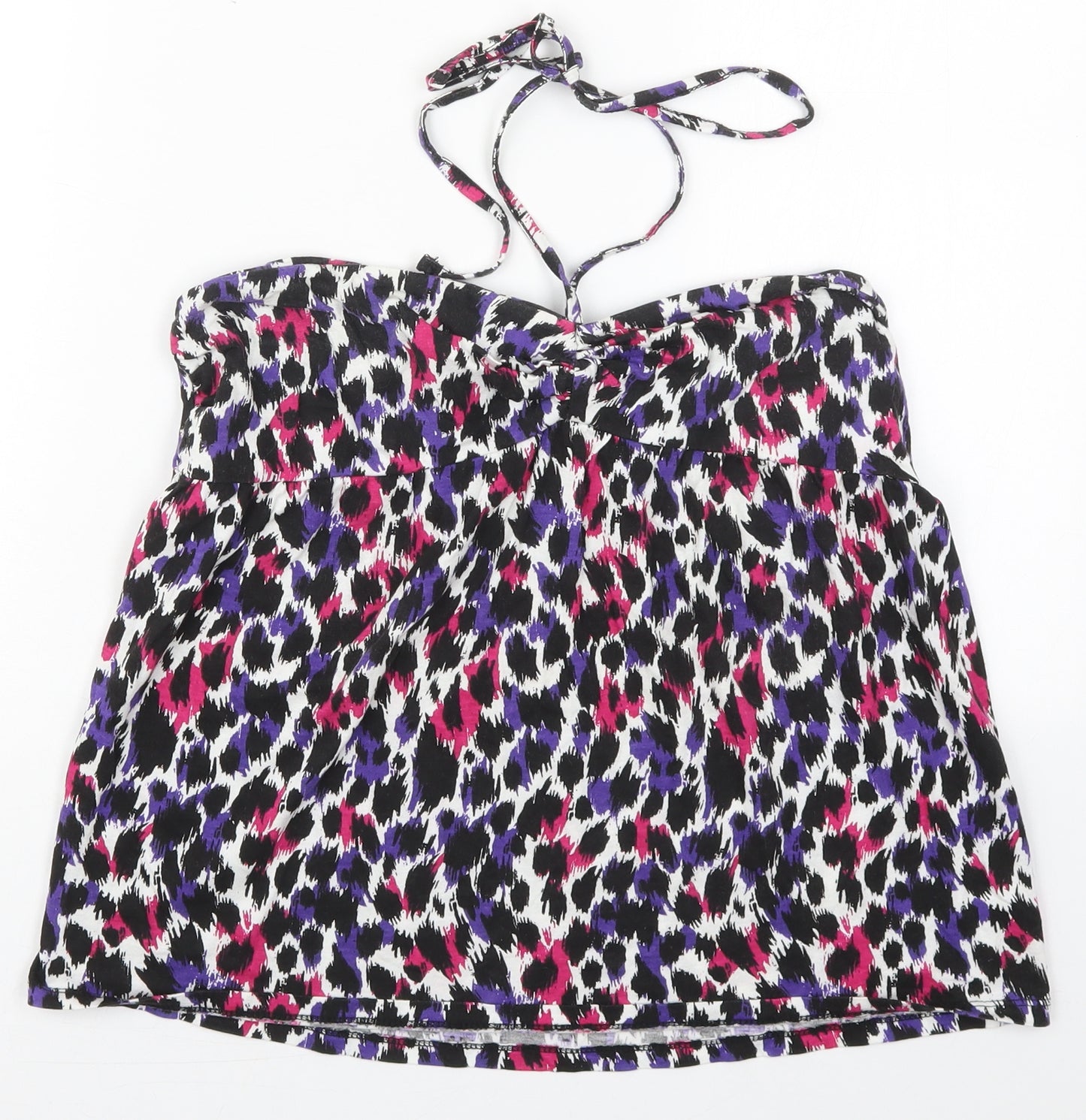George Womens Purple Animal Print Cotton Basic Tank Size 14 Halter