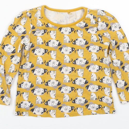George Girls Yellow  Cotton Basic T-Shirt Size 2-3 Years Crew Neck Pullover - Puppies