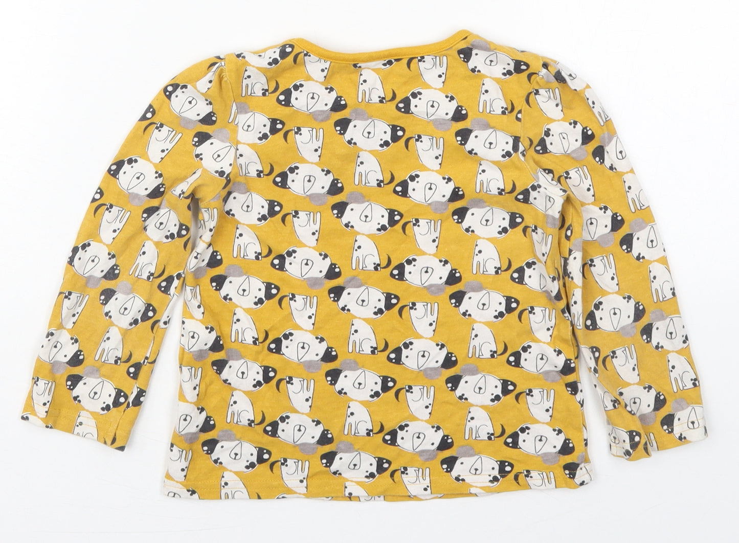 George Girls Yellow  Cotton Basic T-Shirt Size 2-3 Years Crew Neck Pullover - Puppies