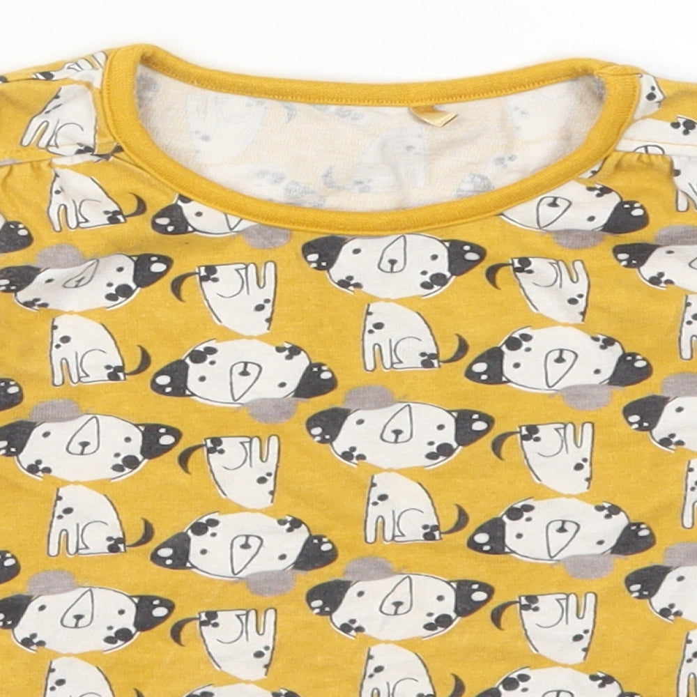 George Girls Yellow  Cotton Basic T-Shirt Size 2-3 Years Crew Neck Pullover - Puppies