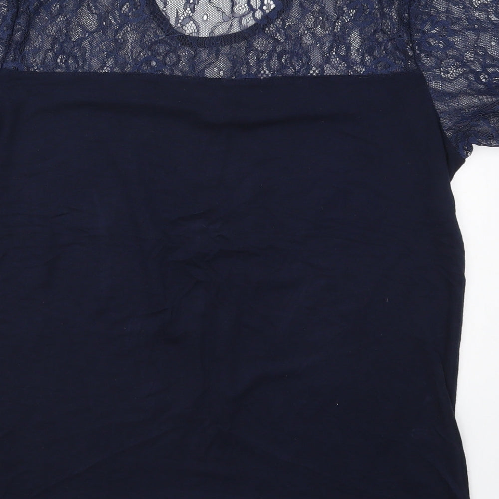 Rock & Rags Womens Blue  Viscose Basic T-Shirt Size 8 Round Neck