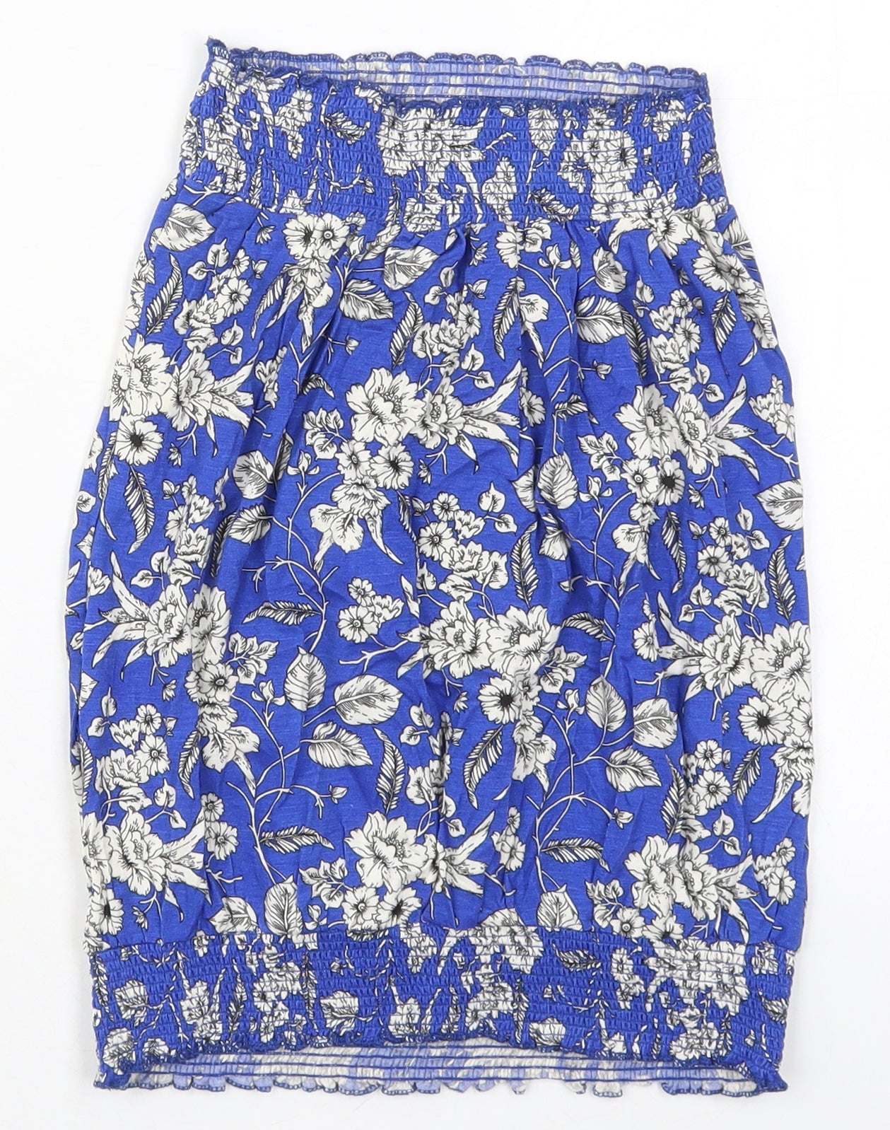 Studio Womens Blue Floral Viscose Basic Tank Size 8 Round Neck