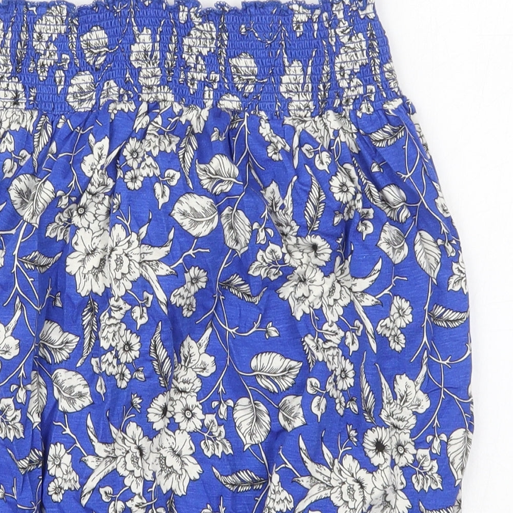 Studio Womens Blue Floral Viscose Basic Tank Size 12 Round Neck