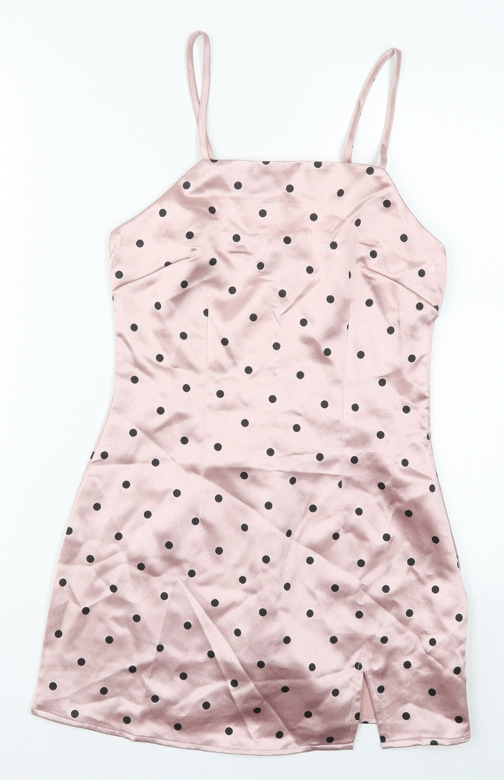 Missguided Womens Pink Polka Dot Polyester Mini  Size 10  Square Neck Pullover