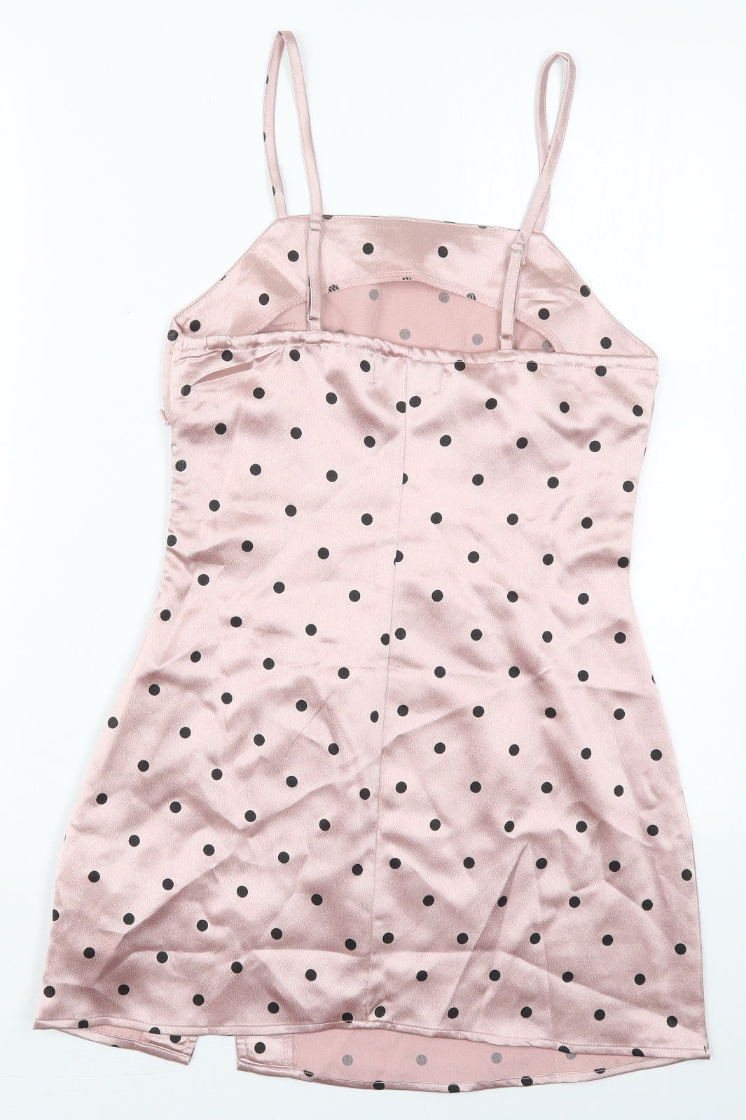 Missguided Womens Pink Polka Dot Polyester Mini  Size 10  Square Neck Pullover