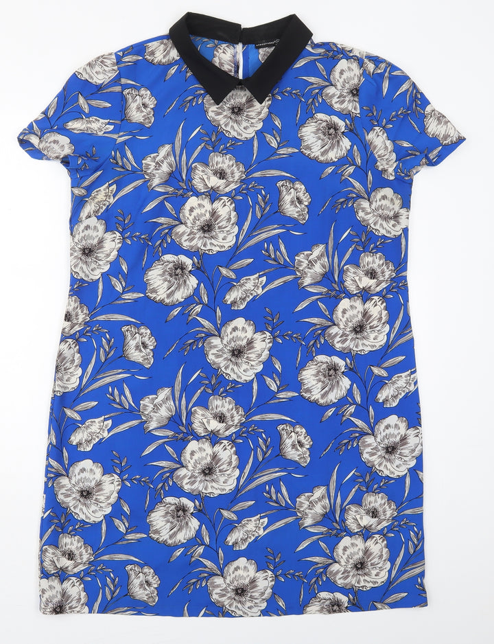 Atmosphere Womens Blue Floral Polyester Shift  Size 16  Collared Button
