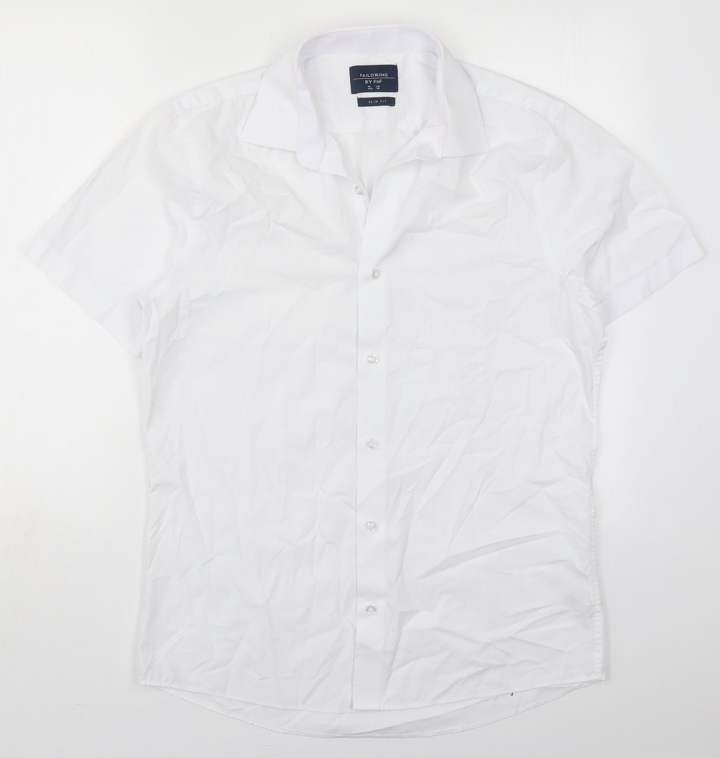 F&F Mens White  Cotton  Dress Shirt Size 15.5 Collared Button