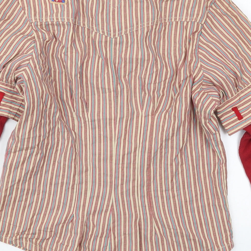 Tommy Hilfiger Womens Red Striped Cotton Basic Button-Up Size S Collared - Beige
