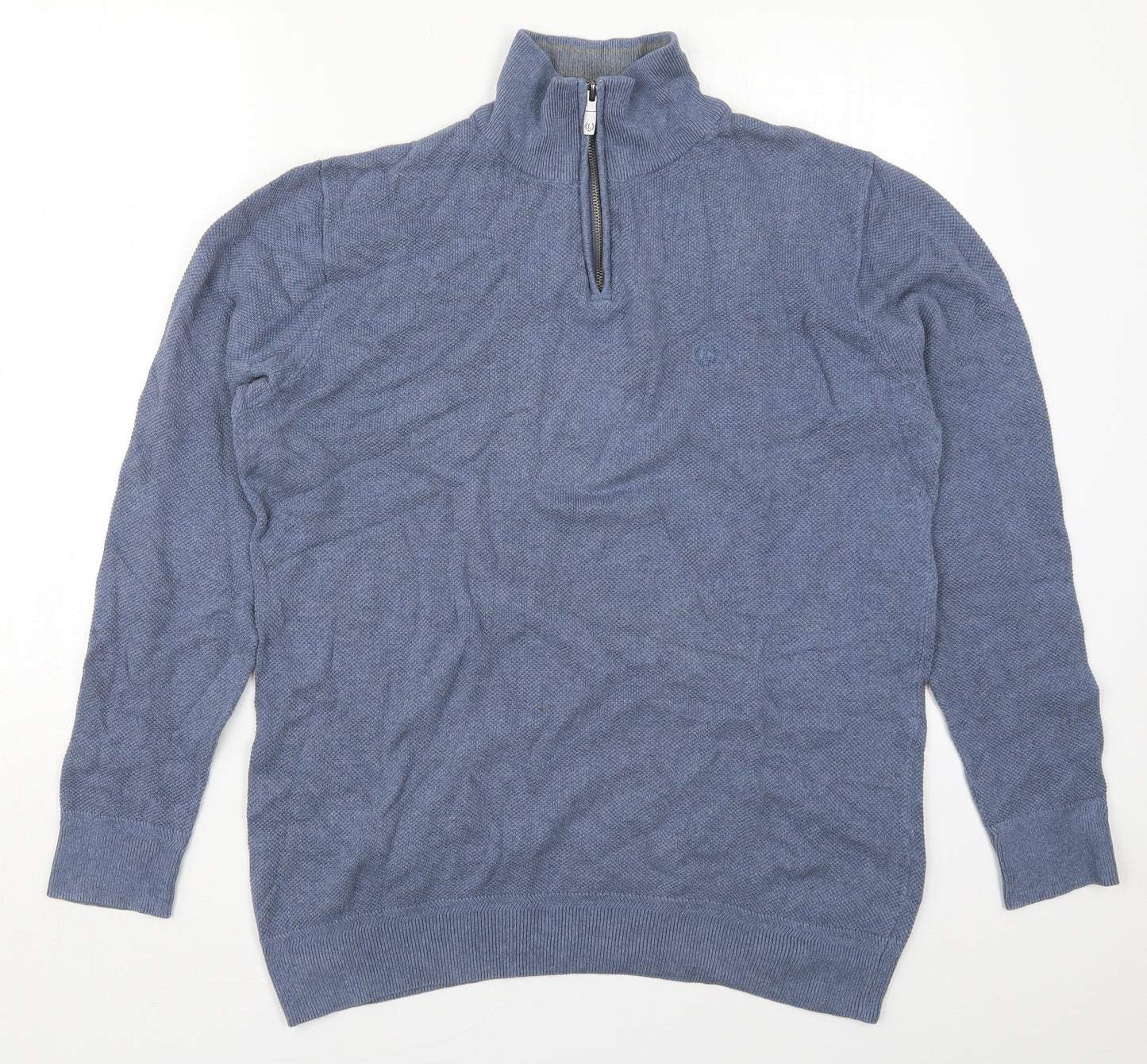 Lincoln Mens Blue High Neck  Cotton Pullover Jumper Size XL