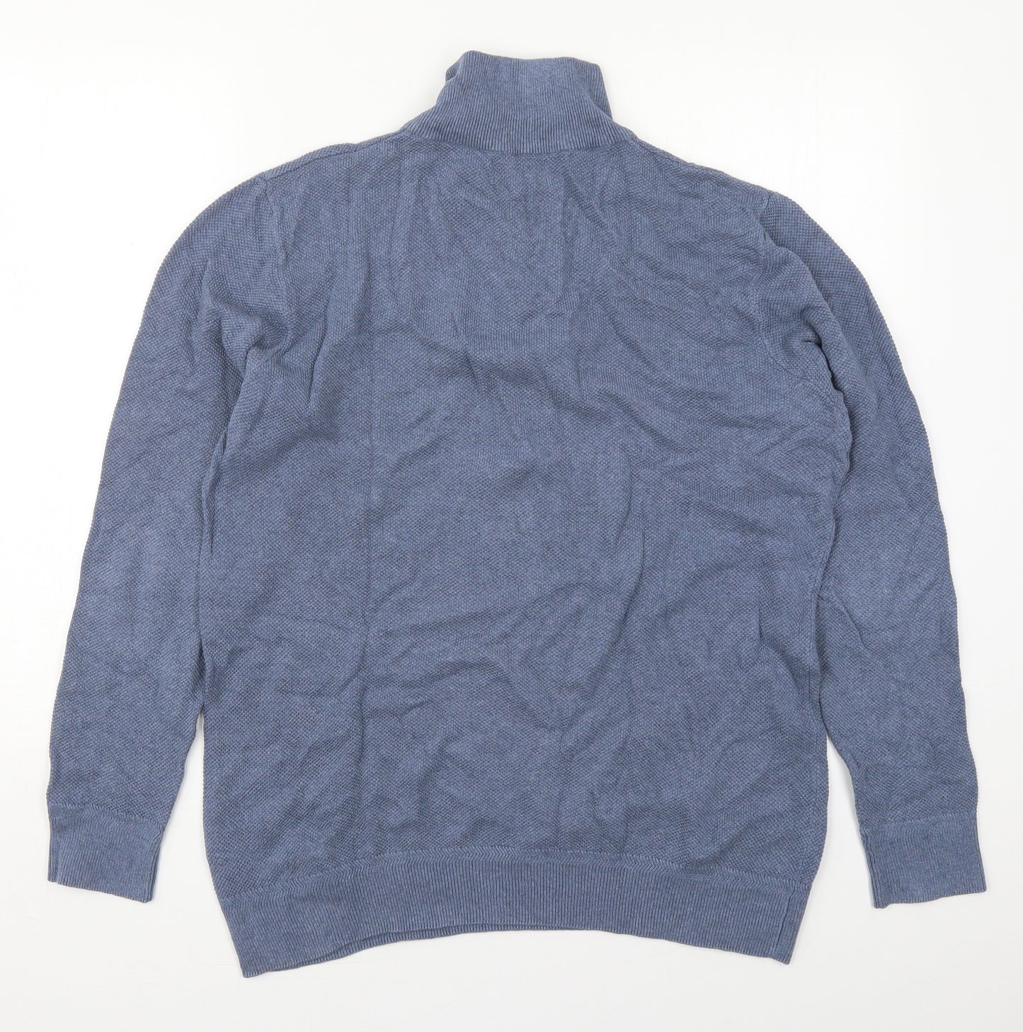 Lincoln Mens Blue High Neck  Cotton Pullover Jumper Size XL