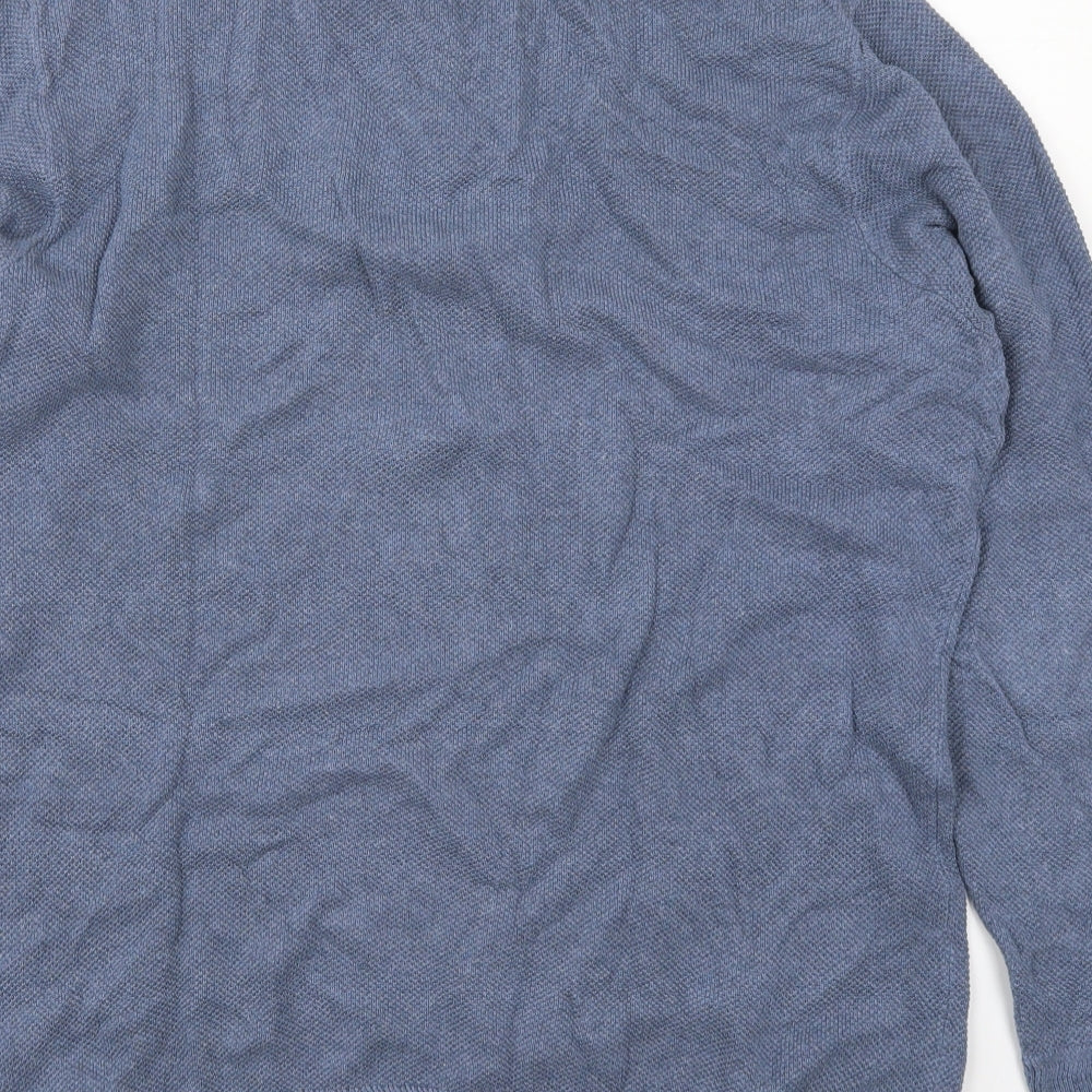 Lincoln Mens Blue High Neck  Cotton Pullover Jumper Size XL