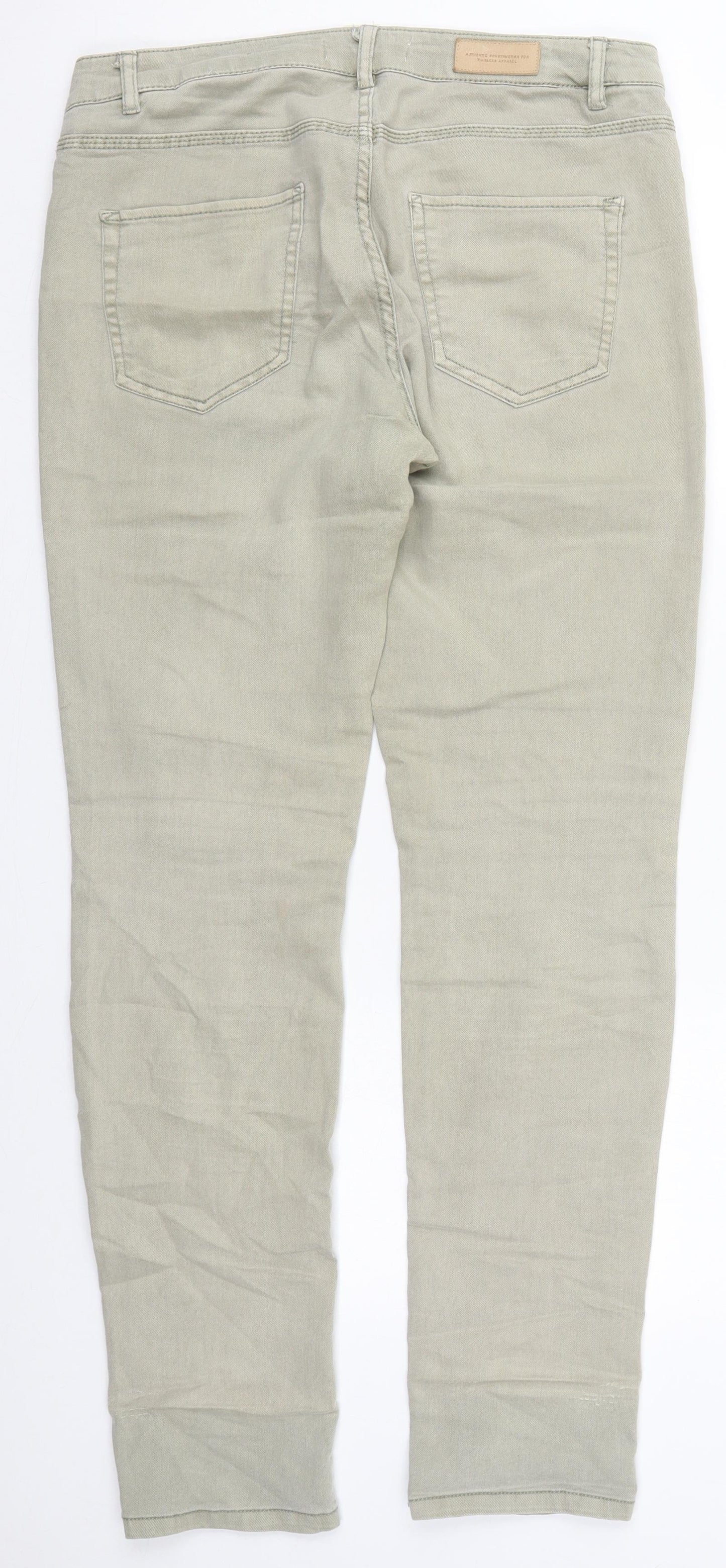 H&M Womens Beige  Cotton Skinny Jeans Size 14 L31 in Regular Button