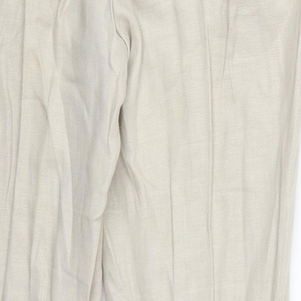 NEXT Womens Beige  Cotton Trousers  Size 10 L29 in Regular Hook & Eye