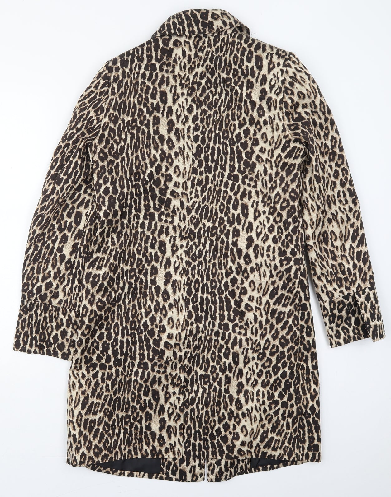 Wallis Womens Beige Animal Print  Overcoat Coat Size 10  Button