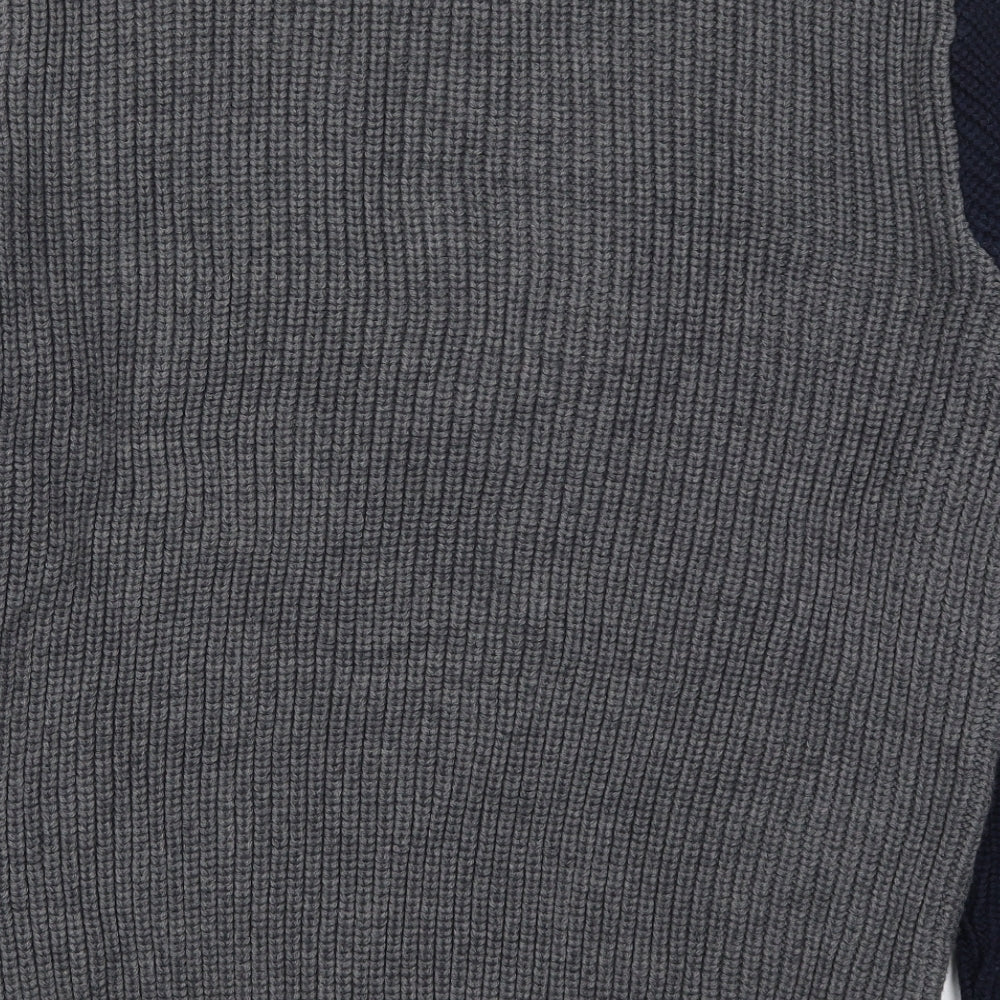 Edwin Mens Grey Round Neck  Wool Pullover Jumper Size L   - Blue and Yellow