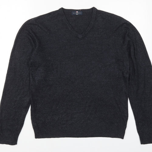 Marks and Spencer Mens Blue V-Neck  Acrylic Pullover Jumper Size M