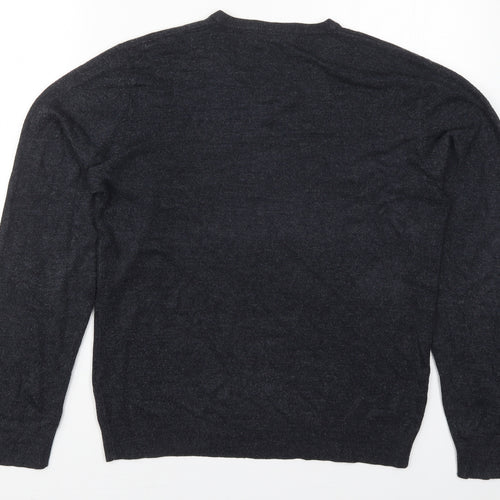Marks and Spencer Mens Blue V-Neck  Acrylic Pullover Jumper Size M