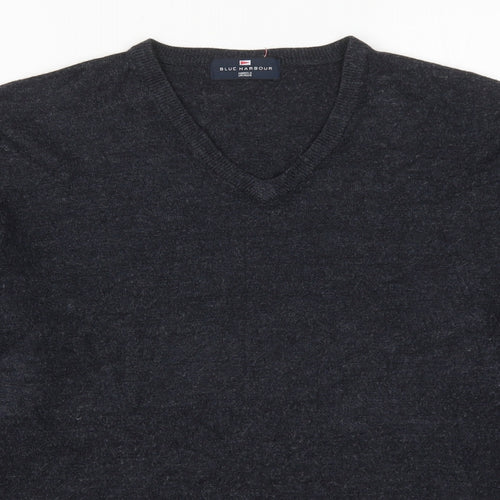 Marks and Spencer Mens Blue V-Neck  Acrylic Pullover Jumper Size M