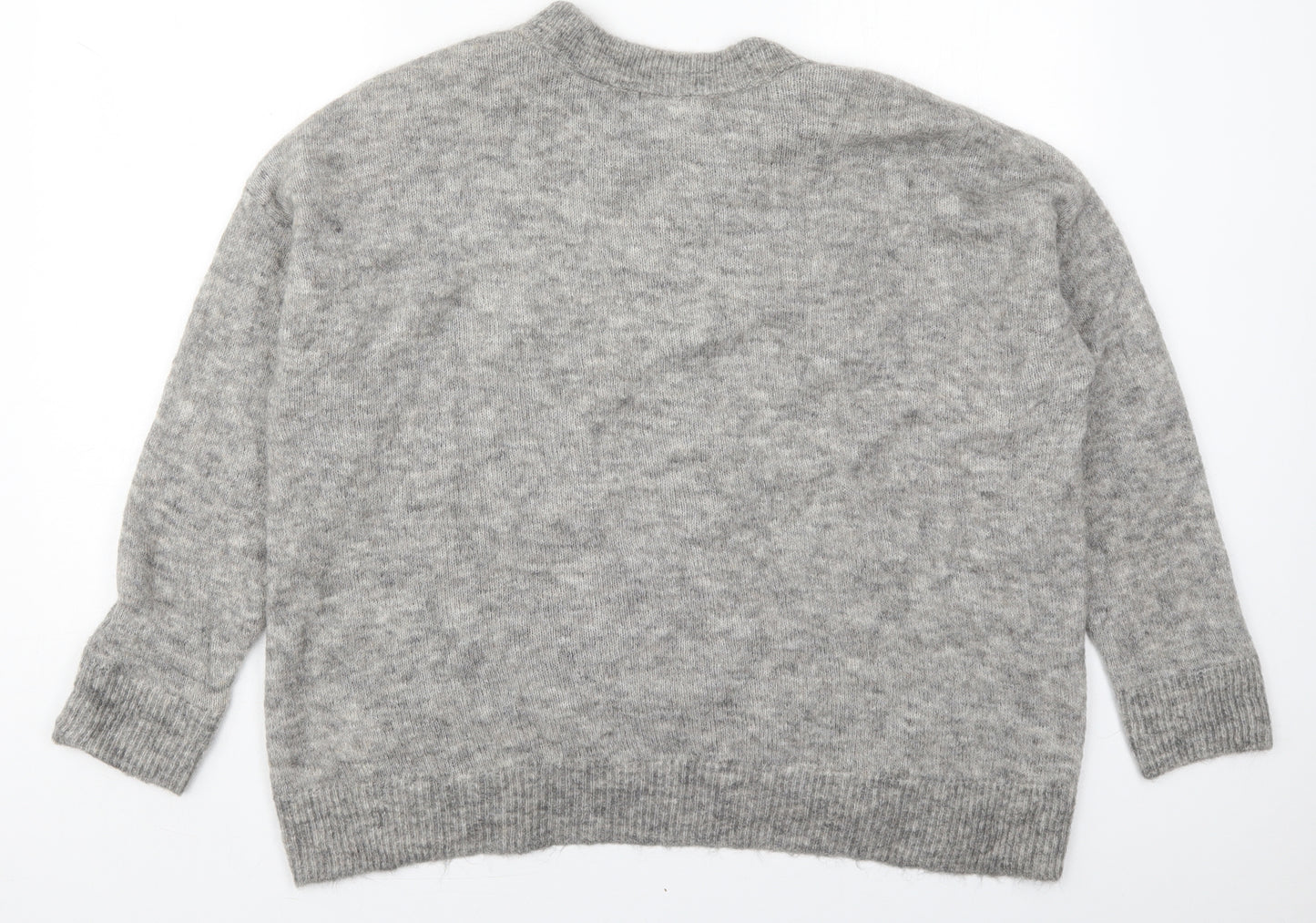 H&M Womens Grey Round Neck  Nylon Pullover Jumper Size L