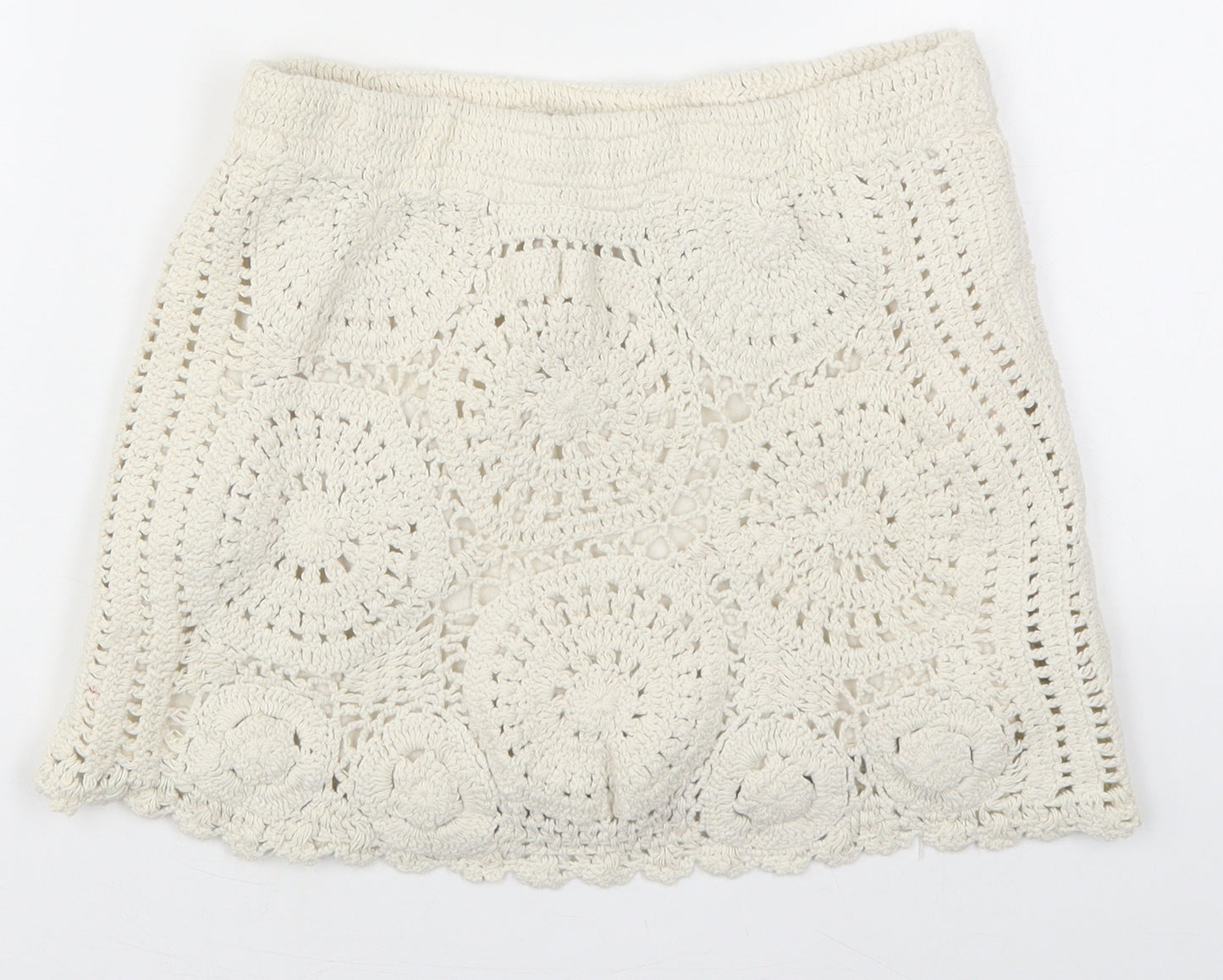 Zara Womens Ivory  Cotton Mini Skirt Size S