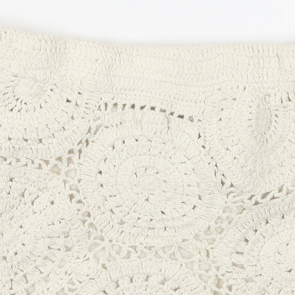 Zara Womens Ivory  Cotton Mini Skirt Size S