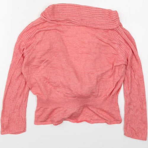 Wallis Womens Pink V-Neck  Viscose Cardigan Jumper Size S