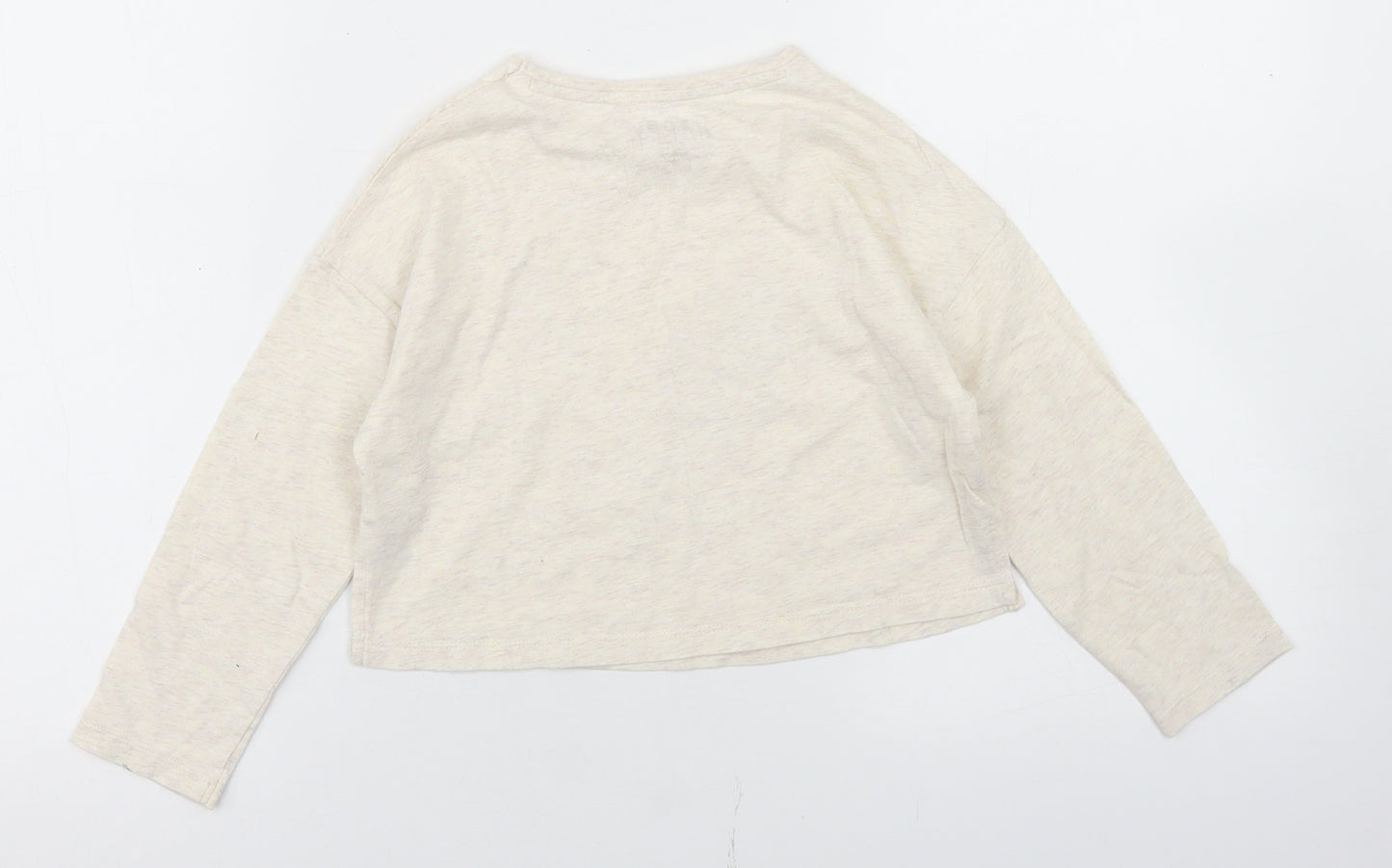 F&F Girls Beige  Cotton Basic T-Shirt Size 5-6 Years Crew Neck  - Heart