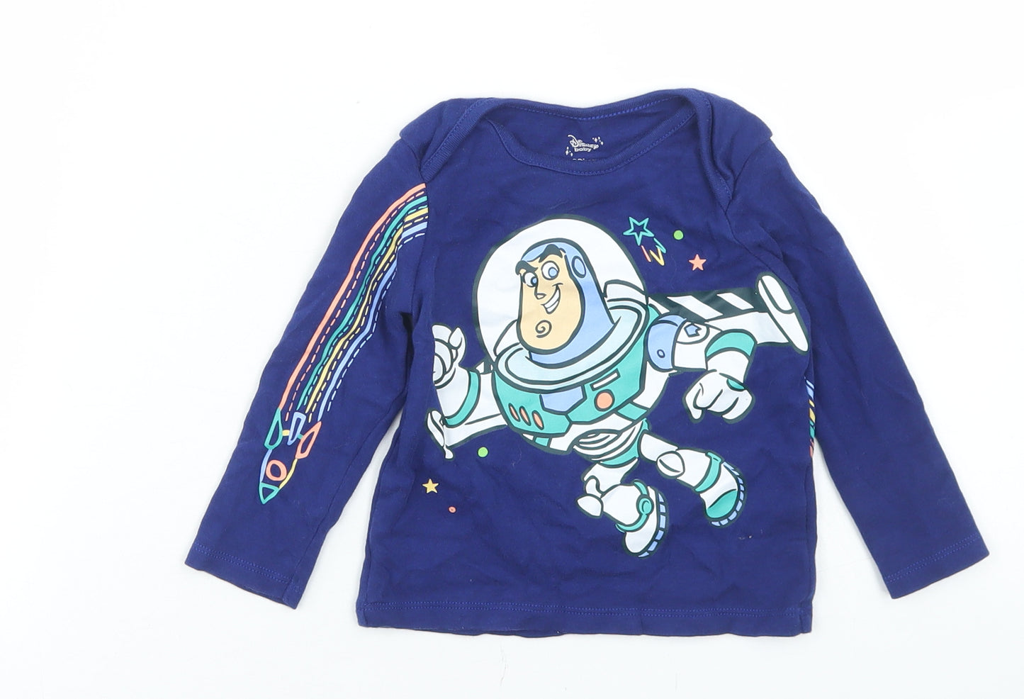 F&F Boys Blue  Cotton Basic T-Shirt Size 9-12 Months Crew Neck  - Buzz Lightyear