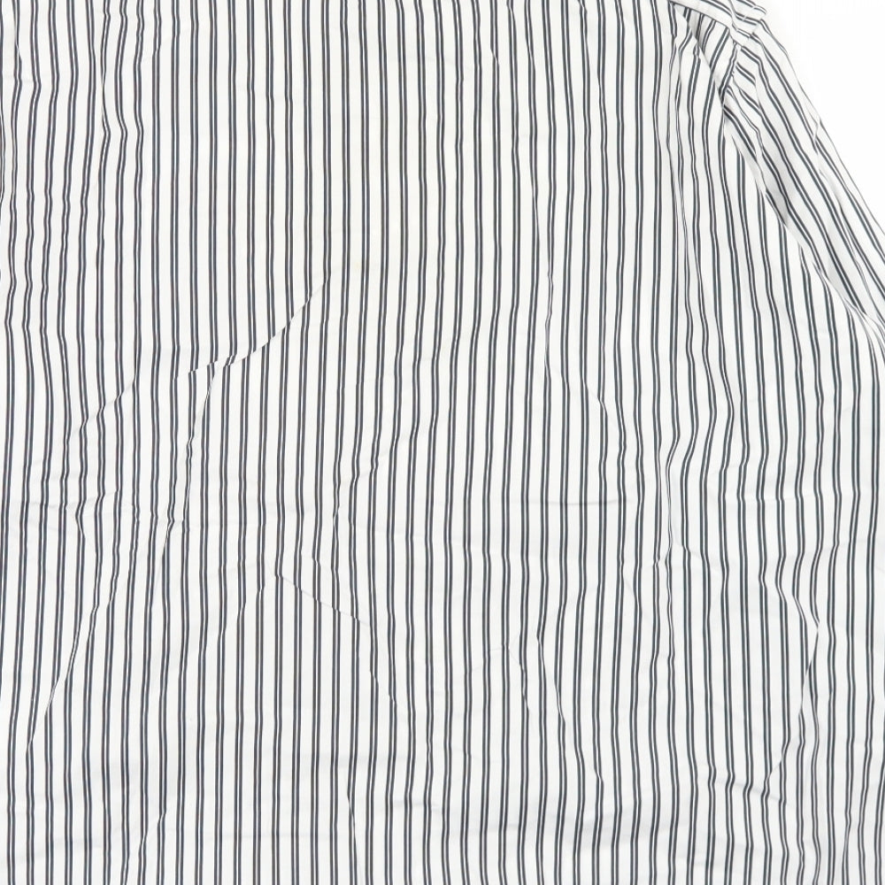 Blue Harbour Mens White Striped Cotton  Button-Up Size 2XL Collared Button - Super Soft