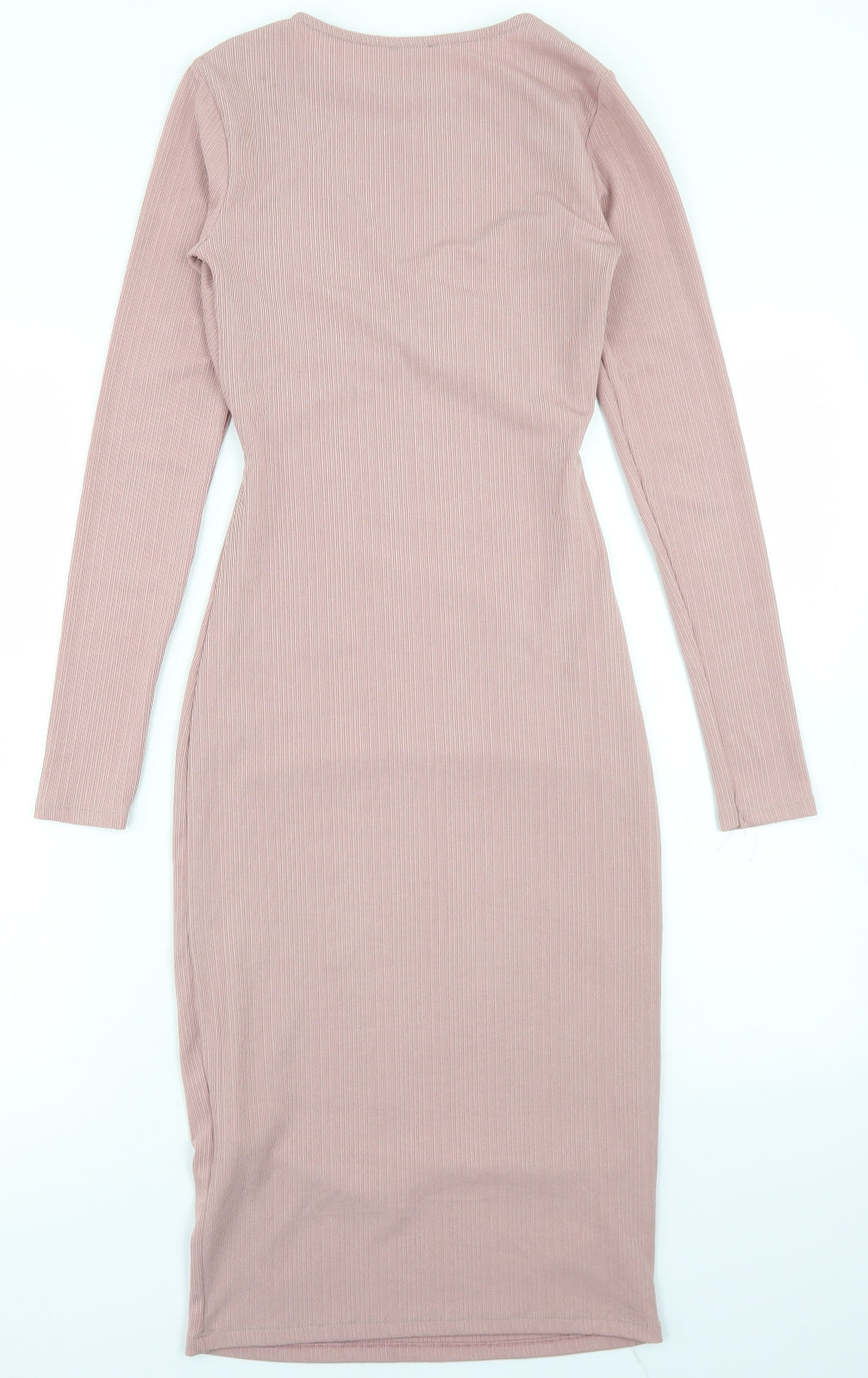 River Island Womens Pink  Polyester Bodycon  Size 6  Crew Neck  - Tie Front