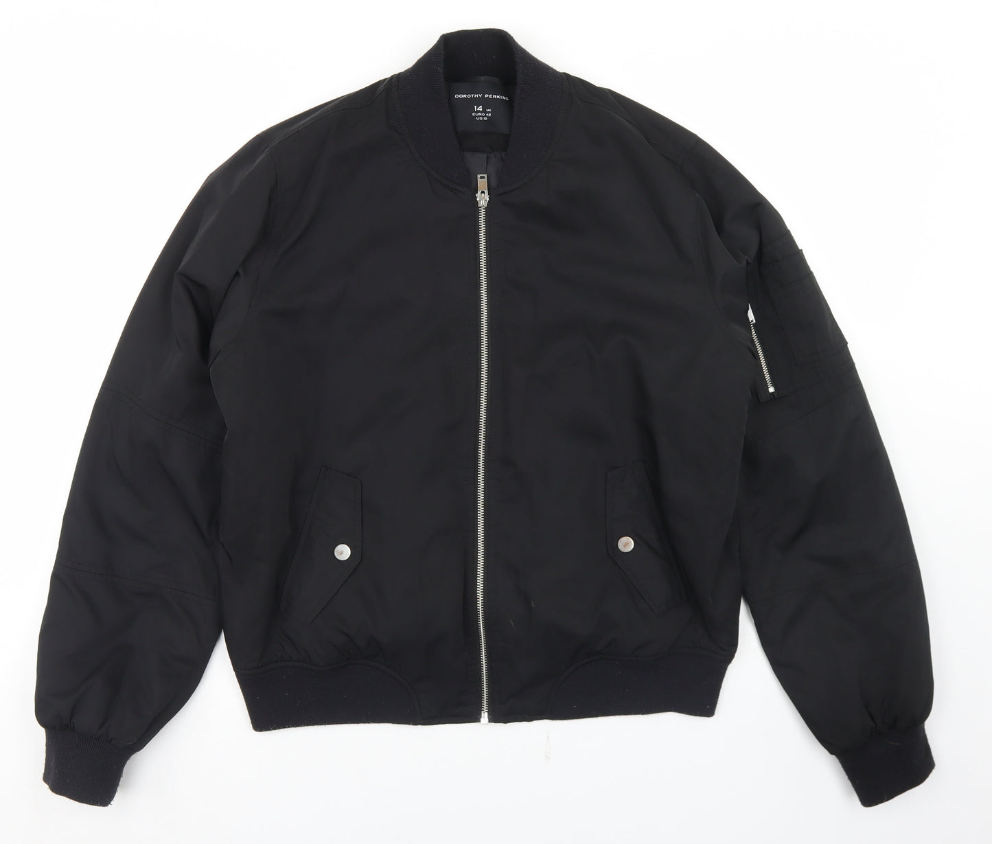 Dorothy Perkins Womens Black   Bomber Jacket Jacket Size 14  Zip