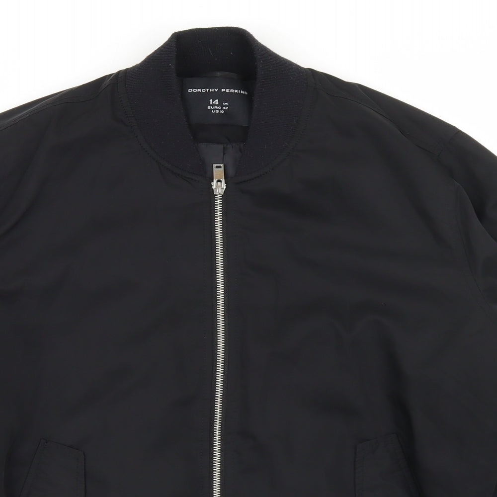 Dorothy Perkins Womens Black   Bomber Jacket Jacket Size 14  Zip