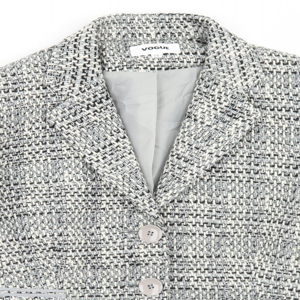 Vogue Womens Grey  Acetate Jacket Blazer Size 14