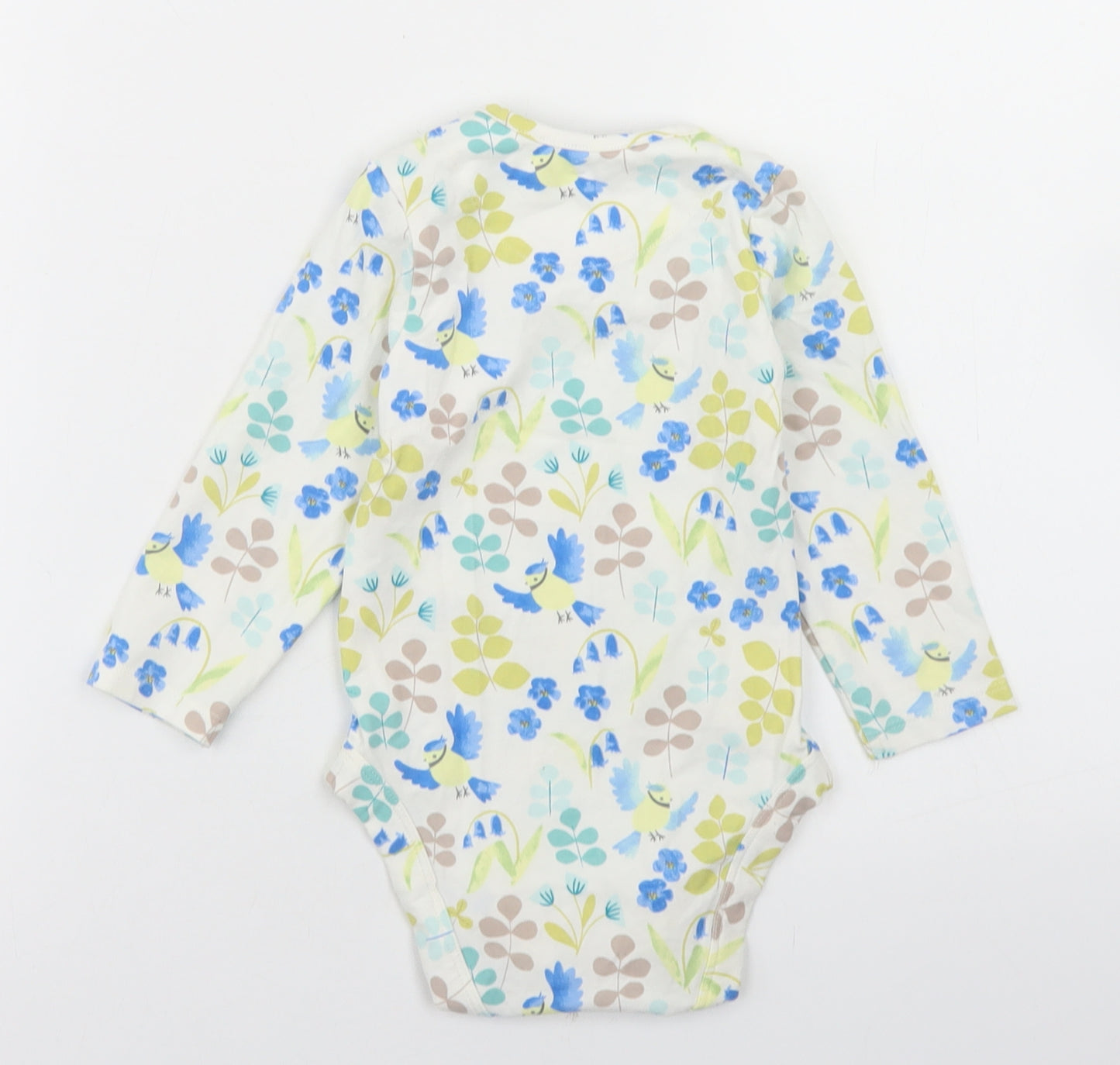 Marks and Spencer Girls White Floral Cotton Babygrow One-Piece Size 12-18 Months  Snap