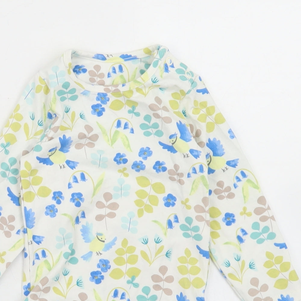 Marks and Spencer Girls White Floral Cotton Babygrow One-Piece Size 12-18 Months  Snap