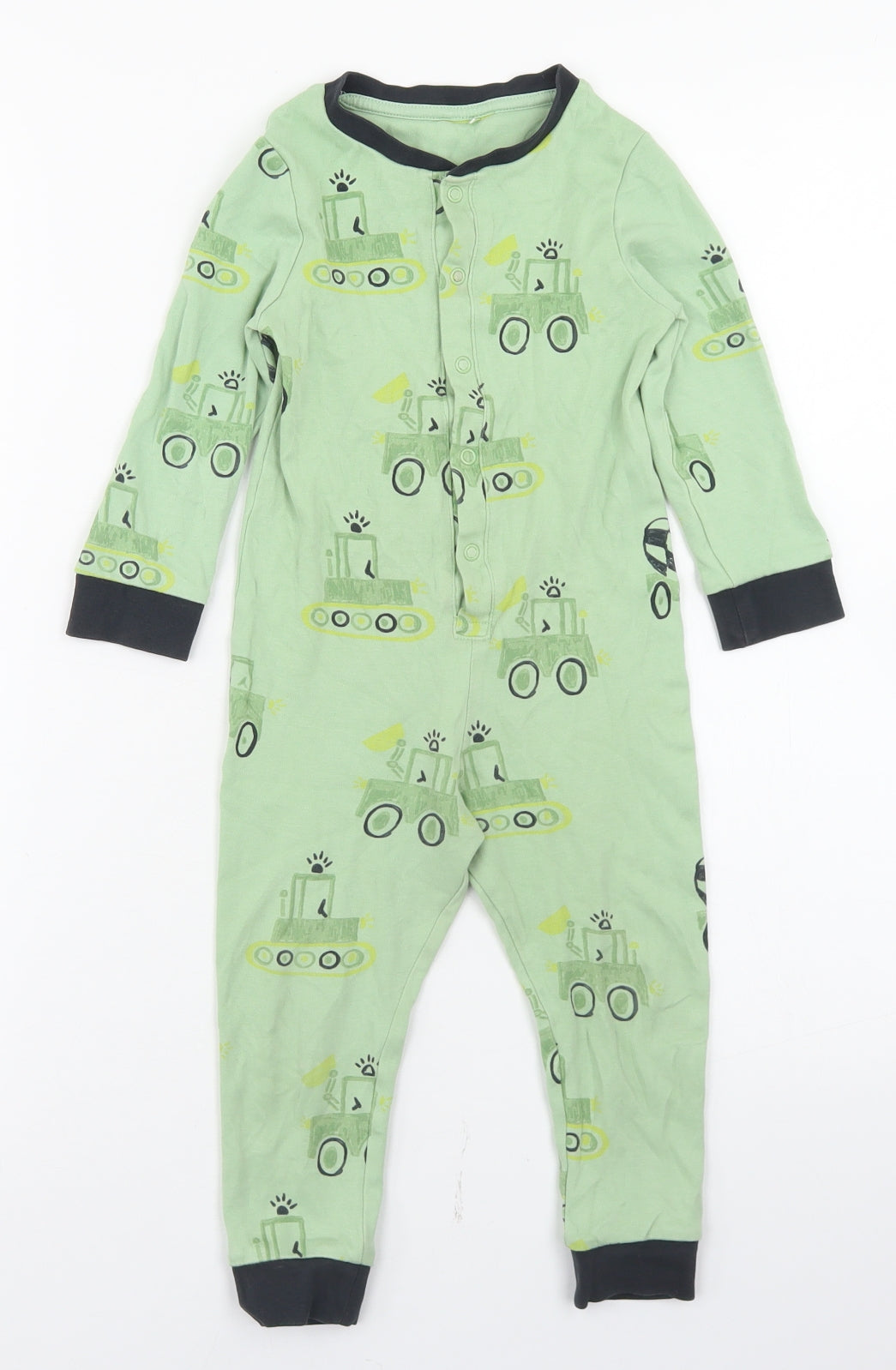 George Boys Green Geometric Cotton  One Piece Size 2-3 Years  Snap - Tractors