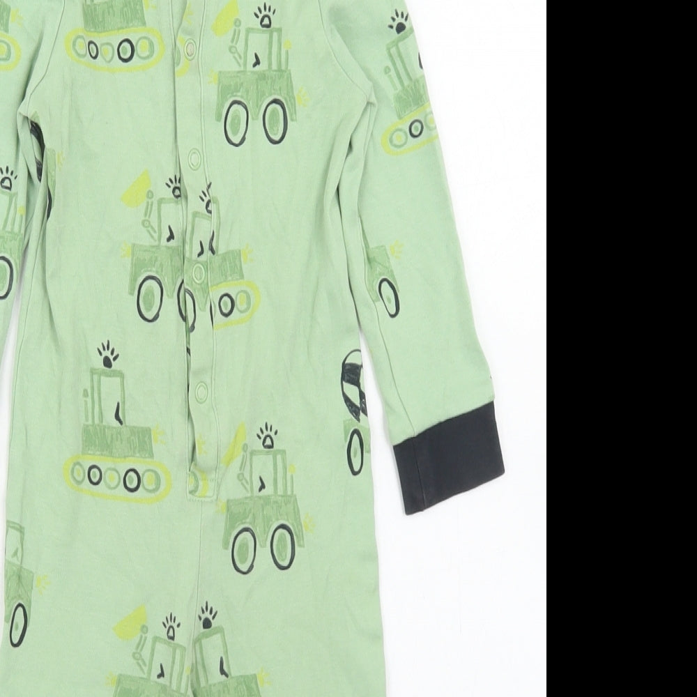 George Boys Green Geometric Cotton  One Piece Size 2-3 Years  Snap - Tractors