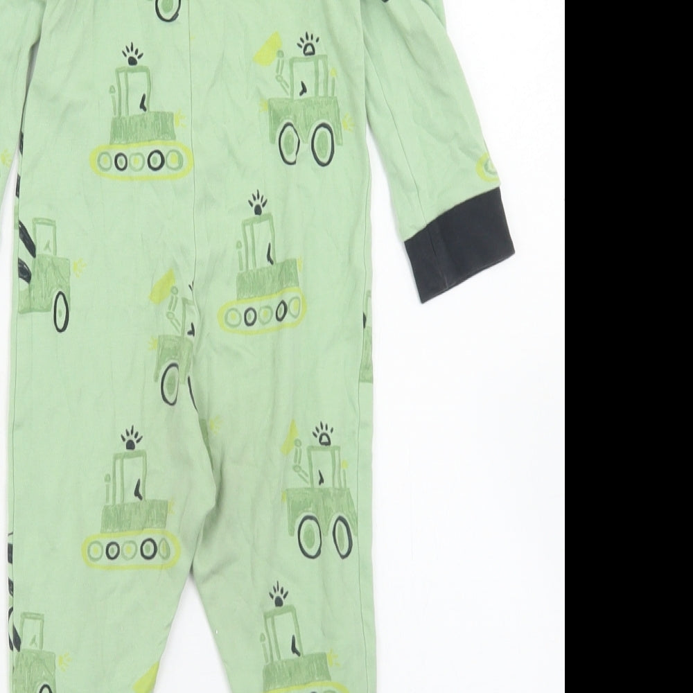 George Boys Green Geometric Cotton  One Piece Size 2-3 Years  Snap - Tractors